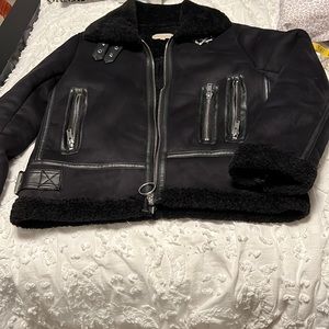 Philosophy black vegan suade jacket